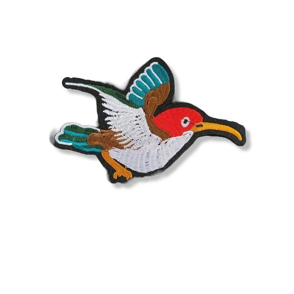 Elle Cross Other - Multi-color Silk Thread Embroidered Humming Bird Patch
